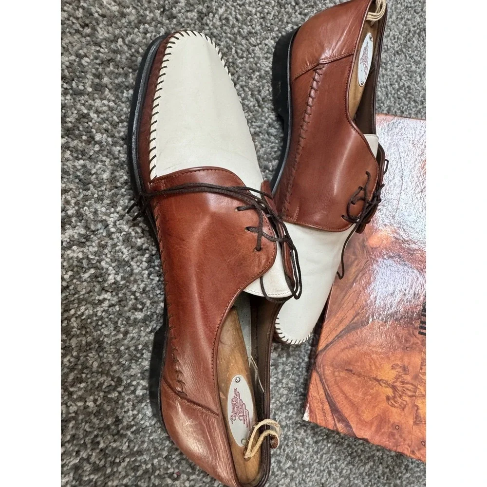 Lorenzo Banfi Made In Italy 2 Toned Leather Lace Up Loafer 11M W/ Box And Shaper